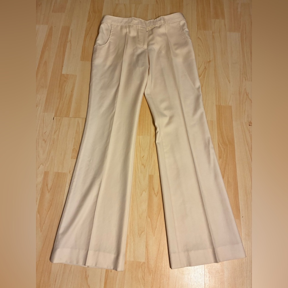 Stella McCartney Cream 100% Wool Tailored Flare Trousers Sz 40 US 4/6 - Picture 2 of 16